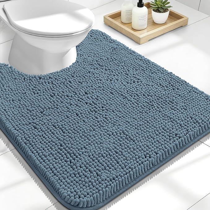 OLANLY Toilet Rugs U-Shaped 24x20, Extra Soft Absorbent Chenille Contour