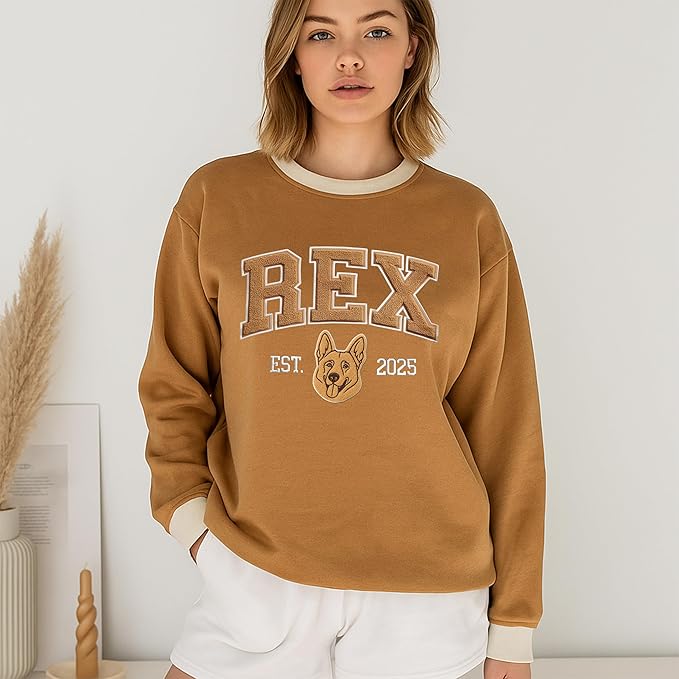 NAZENTI Personalized Dog Sweatshirt, Custom Photo Shirts, Dog Embroidered Shirt for Women, Men, Pet Lovers Gifts, Mom Gift