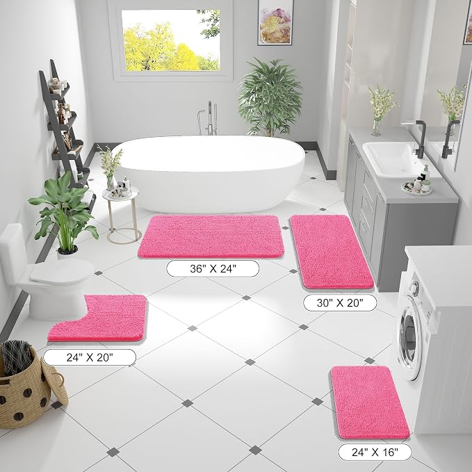OLANLY Bathroom Runner Rugs 44x24, Soft Absorbent Chenille Bath Rugs, Rubber