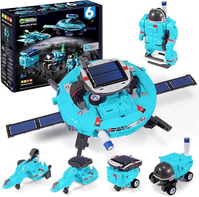 STEM Toys for Kids Ages 8-13, Christmas Birthday Gifts for 8 9 10 11 12 13 14 Year Old Teen Boys Girls, 6-in-1 Solar Robot Educational Science Building Experiment Kits