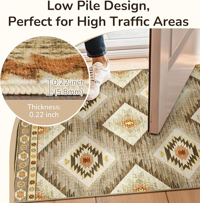 BESTSWEETIE Area Rug 3x5 Machine Washable Non-Slip Low Pile Print Pattern