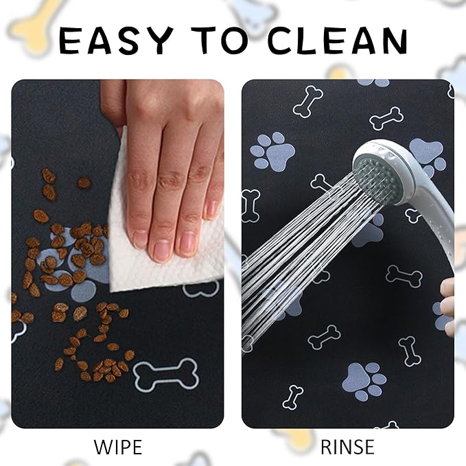 Pet Cat Dog Food Mat Non Slip Mat for Dog Water Bowl Mat Quick Dry Absorbent Cat Feeding Mat, 18.1 * 11.8 in, Blue