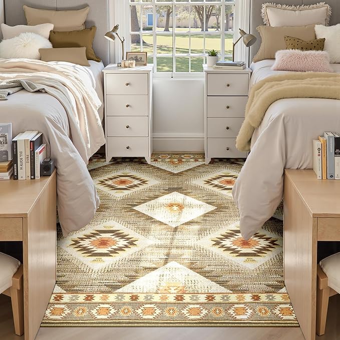 BESTSWEETIE Area Rug 4x6 Rug Machine Washable Non-Slip Low Pile Print Pattern