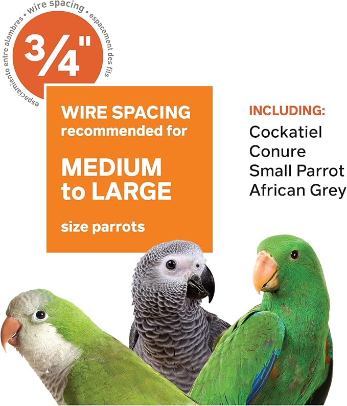 Prevue Hendryx Square Roof Parrot Cage, Black (SP25217B/B)