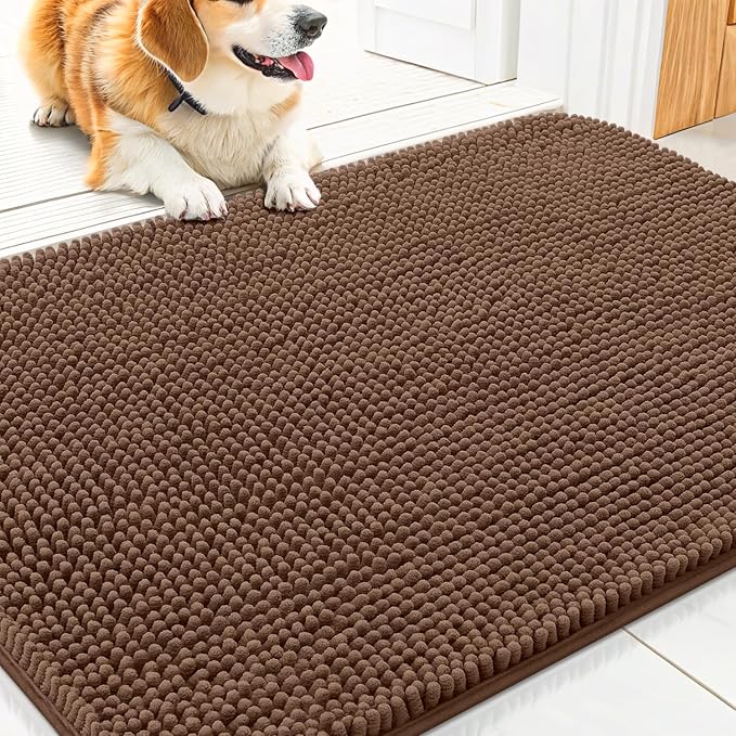 Smiry Dog Door Mat for Muddy Paws 30x20, Absorbent Dirt Trapper, Non-Slip