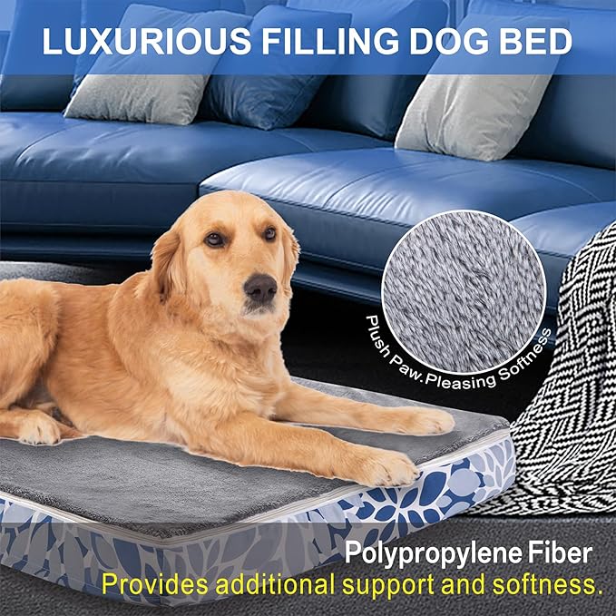 Dog Bed Medium Large Size Dog Sleeping Mat Dogs Orthopedic Foam with Bolster Washable Pet Bed with Removable Cover