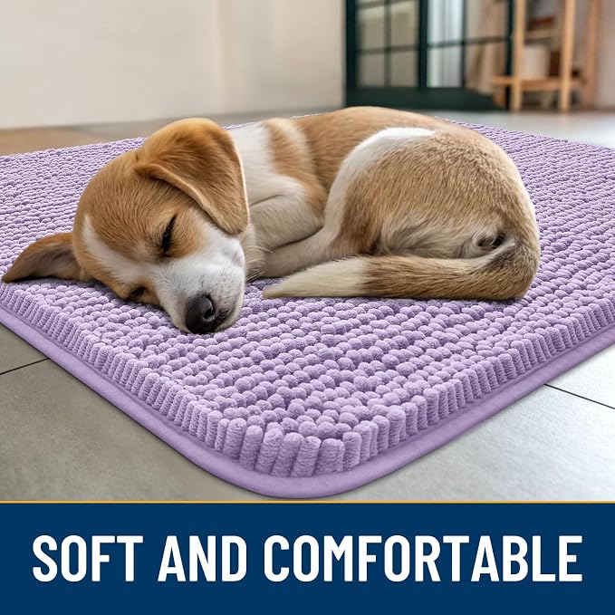 Smiry Dog Door Mat for Muddy Paws 30x20, Absorbent Dirt Trapper, Non-Slip