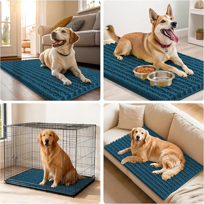 Smiry Dog Door Mat for Muddy Paws 47x32, Absorbent Dirt Trapper, Non-Slip