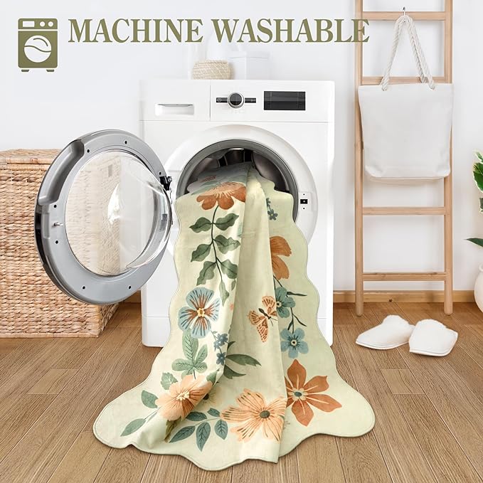 Lahome Floral Small Rug, 2X3 Kitchen Rugs Non Slip Washable Rug Ultra-Thin