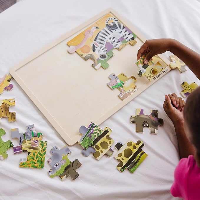 Melissa & Doug African Plains Safari Wooden Jigsaw Puzzle with Storage Tray (24 pcs)