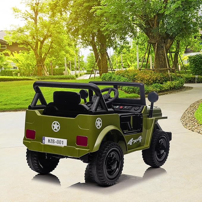Ride on Truck Car, 12V Electric Ride on Car with Remote Control, MP3, LED Lights, Suspension System, Double Doors, Safety Belt, Ride-on Toy for Kids Aged 3-8 Years