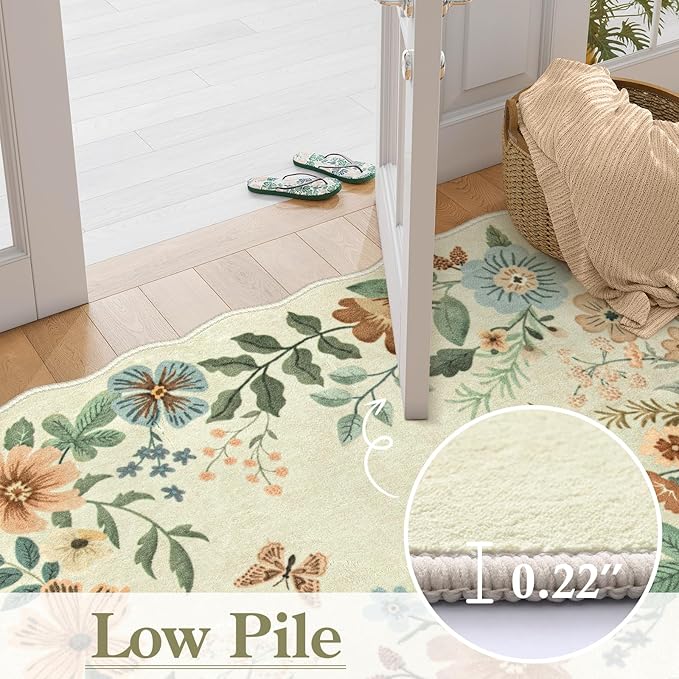 Lahome Floral 9x12 Area Rugs for Living Room Bedroom, Soft Washable Rugs 9x12