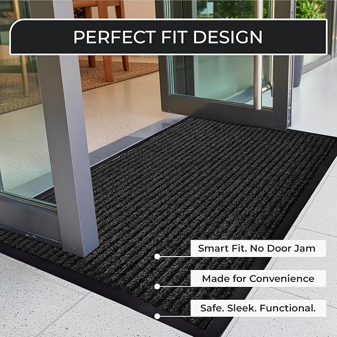 Large Door Mat 3' x 5' Charcoal, Heavy Duty Commercial Floor Mat, Industrial