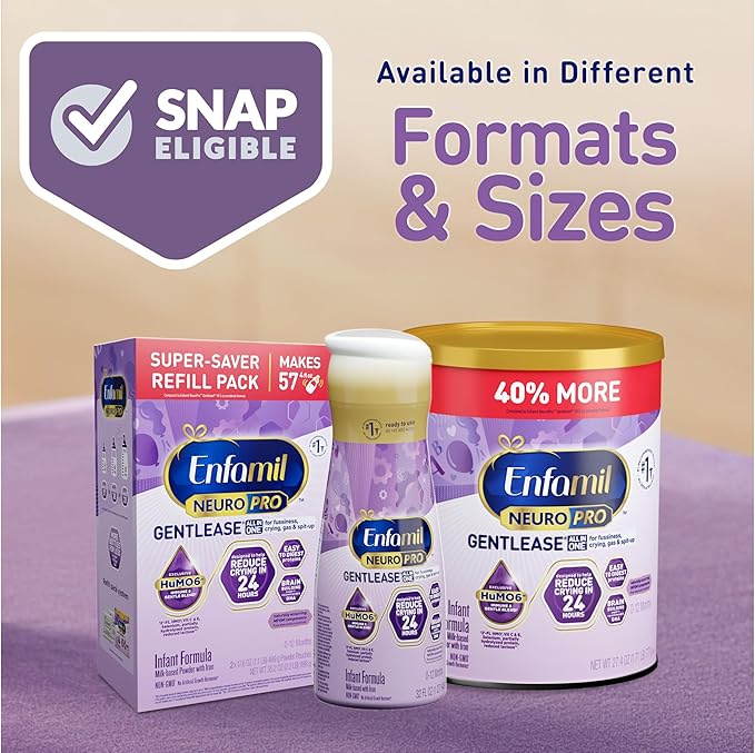 Enfamil NeuroPro Gentlease Baby Formula, Infant Formula Nutrition, Brain and Immune Support with DHA, Proven to Reduce Fussiness, Crying, Gas and Spit-up in 24 Hours, Liquid Bottle, 2 Oz, 48 Total