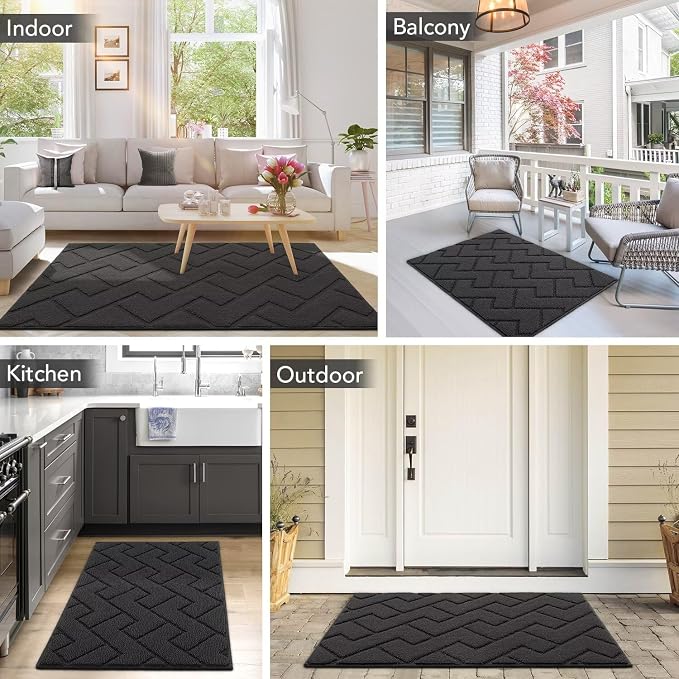 hicorfe Dirt Trapper Indoor Doormat, Non Slip Backing Washable Door Mats