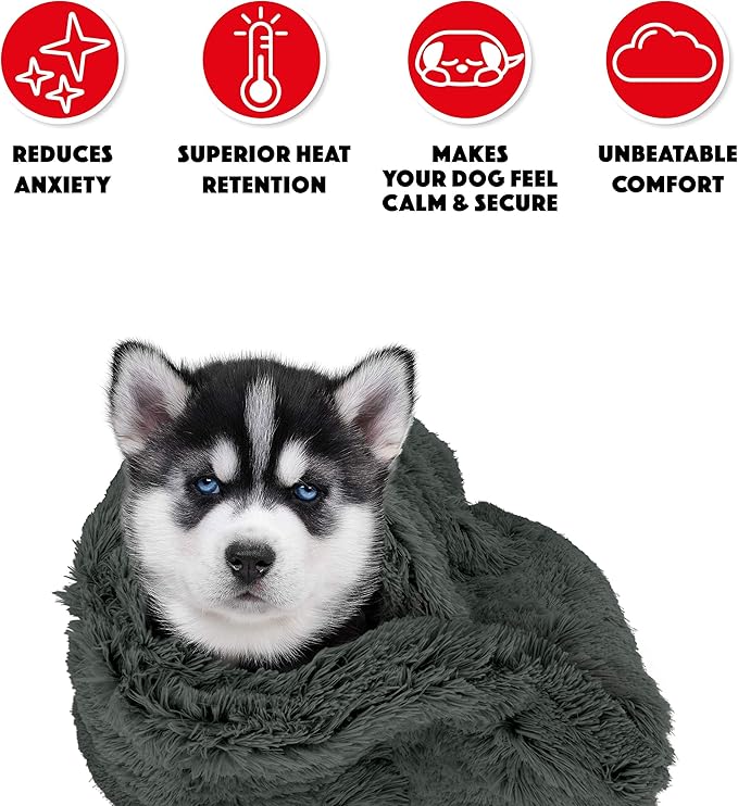 The Dog’s Blanket – Faux Fur Dog Blanket, Grey, Large, 28x42