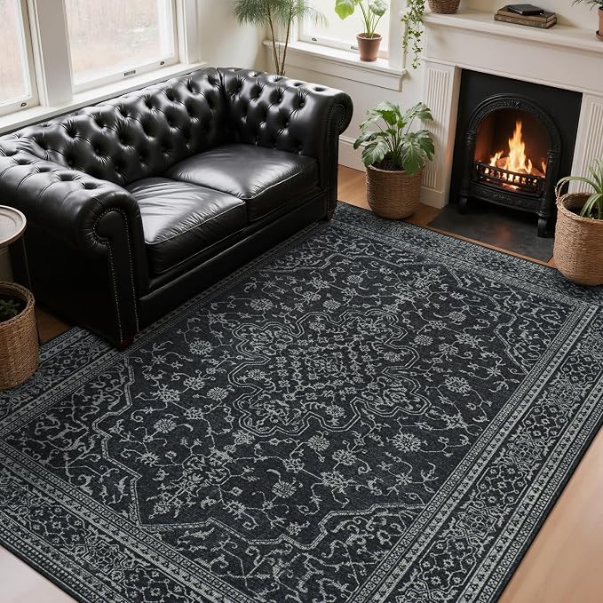 Washable Rugs 8x10 Area Rugs for Living Room, Dining Room- Soft Low Pile