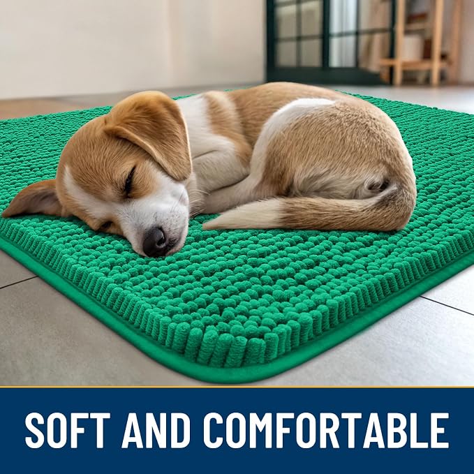 Smiry Dog Door Mat for Muddy Paws 36x24, Absorbent Dirt Trapper, Non-Slip