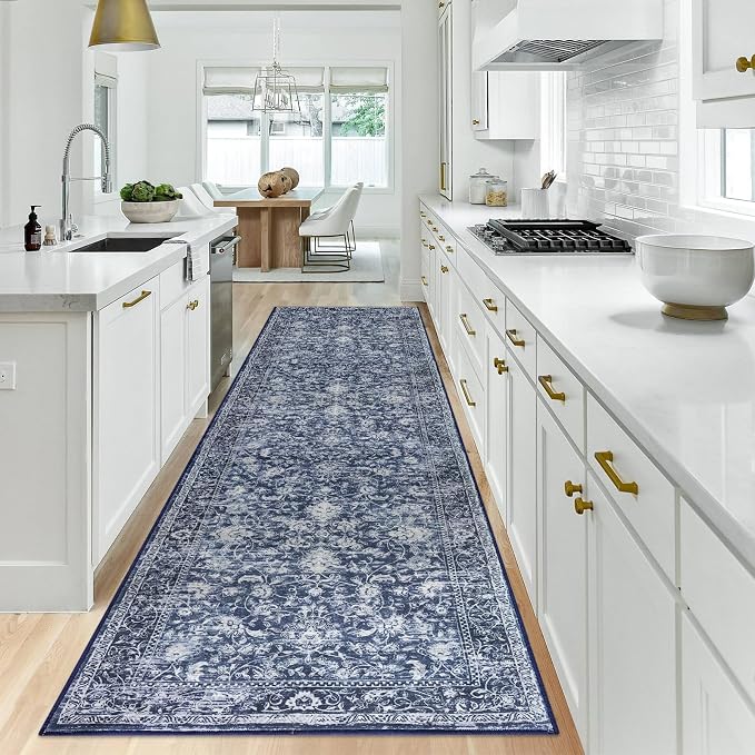 KILOCOCO Runner for Hallway 2.6x10 Runner Rug Printed Vintage Floral Washable