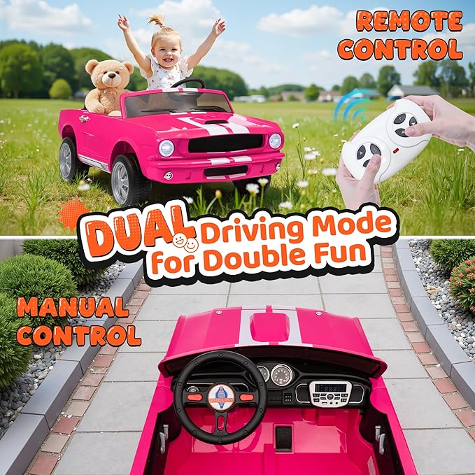 24V 2 Seater Ride on Toys, Licensed Shelby Cobra Kids Power Car Wheeler Ride On Toy w/ 2WD/4WD Switchable, Remote Control, 19" Spacious Seat, 4 Spring Suspension, Music, Bluetooth