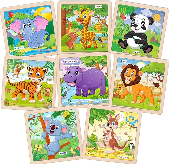 Wooden Puzzles for Toddlers 2-4, 9 Pieces Animal Jigsaw Puzzles for Kids Ages 3-5, Preschool Learning Activities, Learning & Educational Toys, Gifts for Boys, Girls