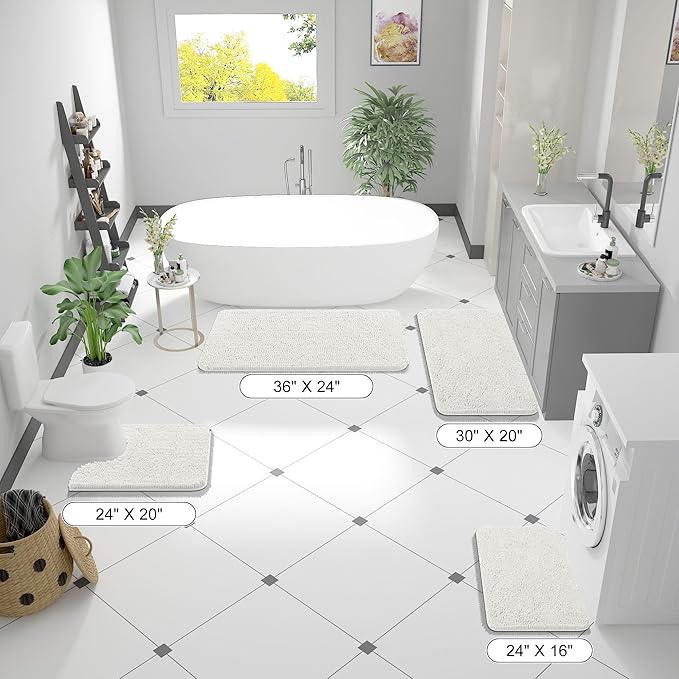 OLANLY Bathroom Runner Rugs 44x24, Extra Soft Absorbent Chenille Bath Rugs