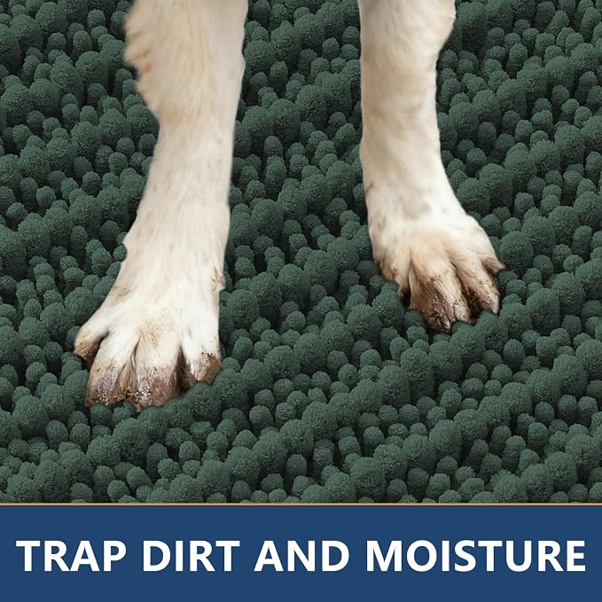 Smiry Dog Door Mat for Muddy Paws 36x24, Absorbent Dirt Trapper, Non-Slip