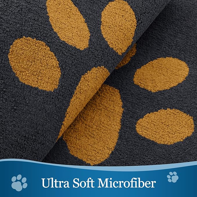 Buganda Dog Door Mat for Muddy Paws, Absorbent Dirt Trapper Washable Indoor Doormats, Non Slip Low-Profile Mud Mat for Dogs, Front Entrance Doormat for Inside Floor (30x20Inches,Dark Grey and Yellow)