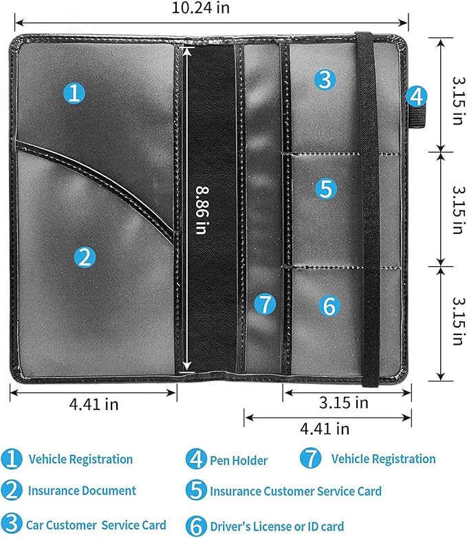 Car Registration and Insurance Holder, Leather Car Glove Box Organizer, Cool Car Accessories for ID, Driver's License Cards & Essential Document,business cards,Men&WomenRose Flowers Butterfly