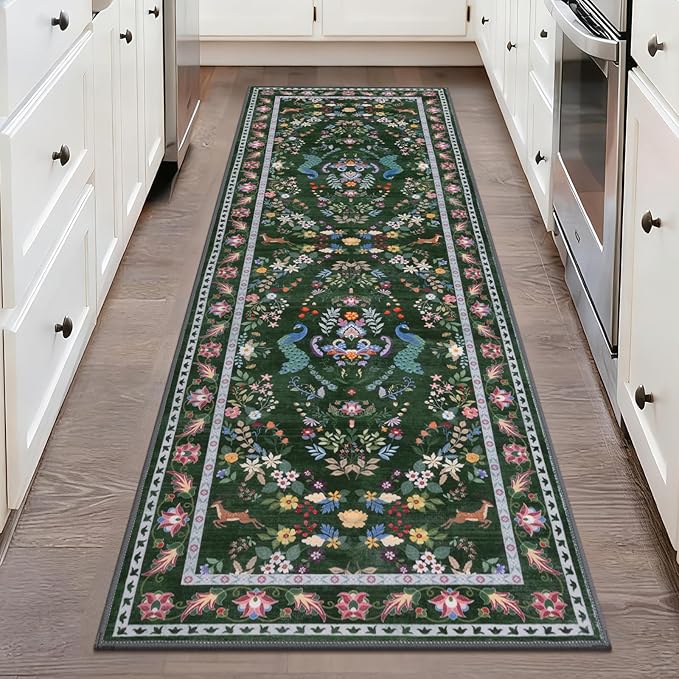 HEBE Washable Hallway Runner Rug 2'x 6' Non Slip Kitchen Rugs Runner, Low Pile