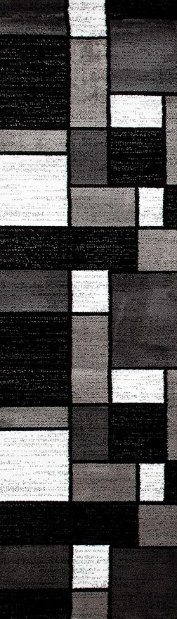Rugshop Contemporary Modern Boxes Runner Rug 2' x 10' Gray