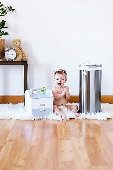 Ubbi Steel Diaper Pail, Odor Locking, No Special Bag Required, Award-Winning, Registry Must-Have, Chrome