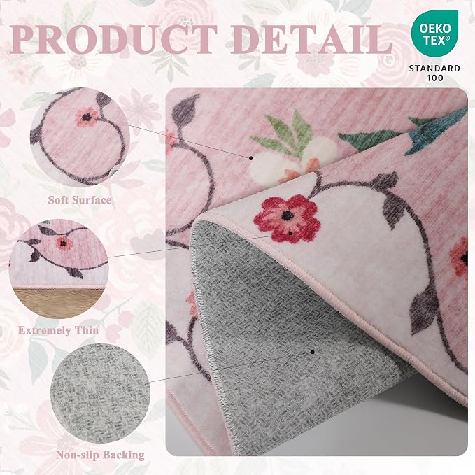 DUKINO 9x12 Area Rug, Floral Rugs
