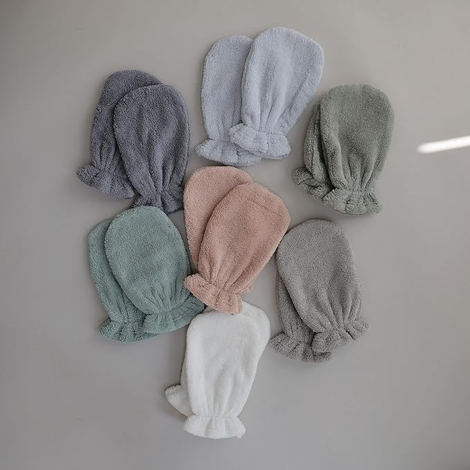 mushie Baby Bath Mitt | Organic Cotton | Pack of 2 (Baby Blue)