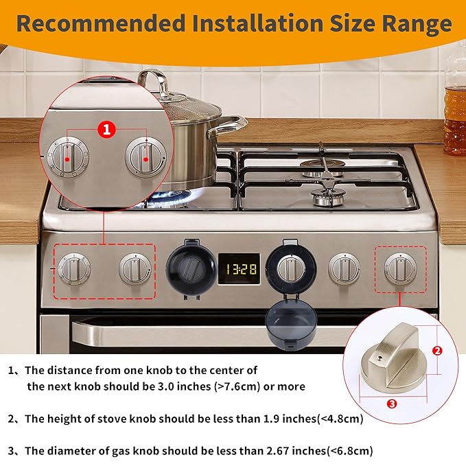 5 + 1 Packs Stove Knob Safety Covers for Child, Childproof Oven Door Lock, Baby Proofing Kitchen Gas Range Oven Knobs Locks, Black