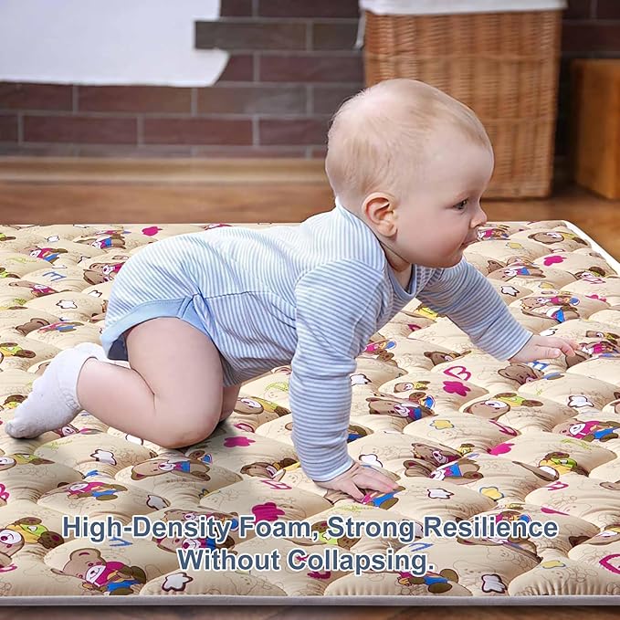 Baby Play Mat - 65" X 50",Premium Thicker Foam One-Piece Crawling Mat, Machine Washable, Extra Large Anti-Slip Activity Playmat for Babies, Toddlers & Infants