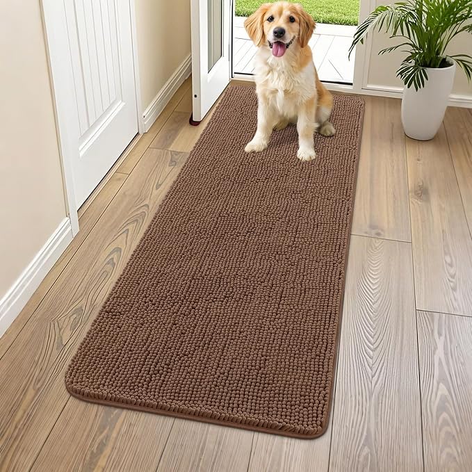 Smiry Dog Door Mat for Muddy Paws 59x24, Absorbent Dirt Trapper, Non-Slip