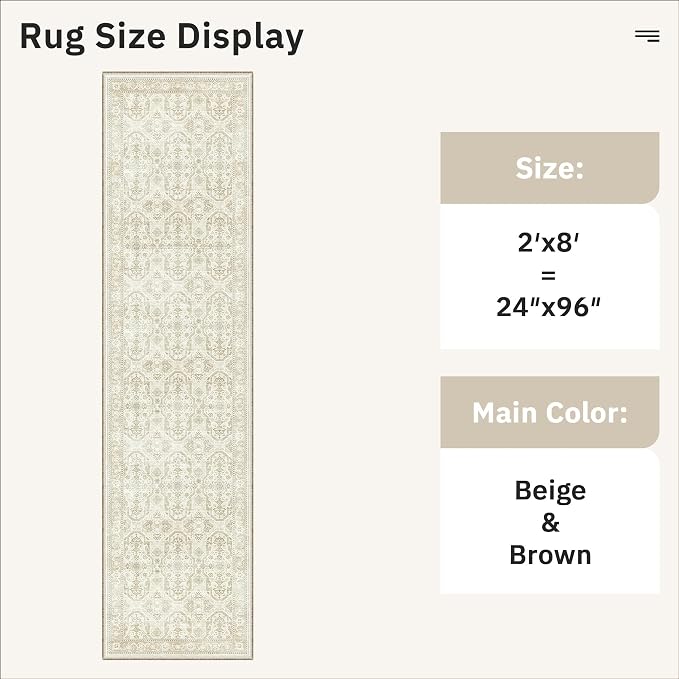 Soalmost Runner Rug 2x8 Washable Non-Slip Hallway Runner Rugs