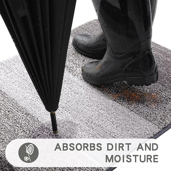 Kitinjoy Indoor Outdoor Door Mat, 40x32 Non-Slip Absorbent Dirt Trapper