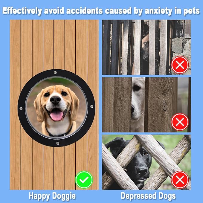 2 Pack Dog Fence Window,12.4 in Acrylic Clear Pet Dome View Playground Doggie Wood Fence Window Bubble Peek Window for Dog and Cats Deep 4.7 Inch(XL)