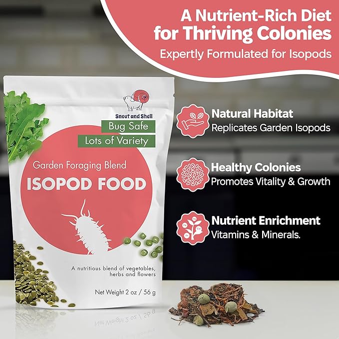 Snout and Shell Isopod Food A Bountiful Selection Crafted to Enrich Your Pet's Habitat and Diet (Garden Foraging Blend)