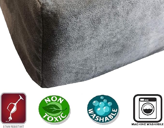 Dogbed4less Medium Memory Foam Dog Bed Pillow with Orthopedic Comfort, Waterproof Liner and Grey Microsuede Pet Bed Cover 37X27 Inches
