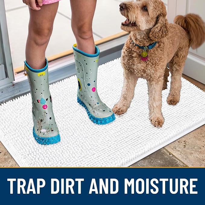 Smiry Dog Door Mat for Muddy Paws 36x24, Absorbent Dirt Trapper, Non-Slip