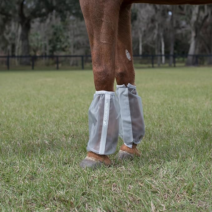 Deluxe Relaxed Fit Fly Boots for Horses | Soft Comfortable Elastic | Durable Mesh | Protects Horse's Legs from Flies and Insects | Sold as a Pair (2)