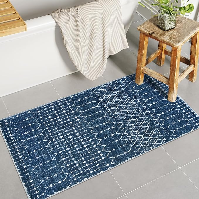 Lahome Moroccan Runner Rugs for Hallway 2x4 Bathroom Rugs Non-Slip Small Throw
