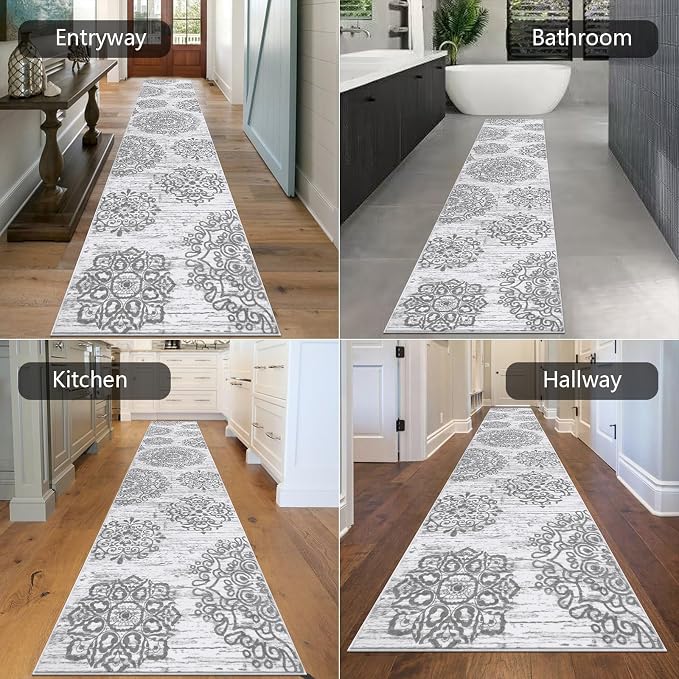 HEBE Hallway Runner Rug 2'8''x14' Washable Vintage Distressed Area Rugs Non