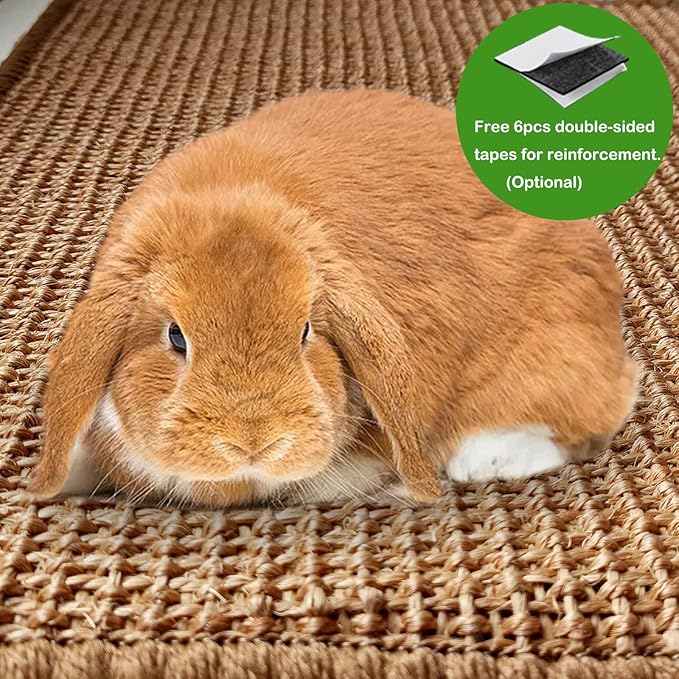 Rabbit Scratching Pad, 16 x 12 Inch Natural Sisal Bunny Scratch Mat Scratcher Mats Claws and Teeth Care for Biting Sleeping Nesting Small Animal Bedding Chew Toys Bed Play Toy (Brown, 1Pc)