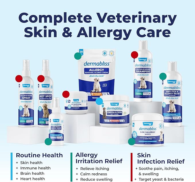 Vetnique Dermabliss Anti Itch Spray for Dogs & Cats with Hydrocortisone for Allergies and Immediate Dog Itching Skin Relief - Fragrance Free with Soothing Oat Extract (8oz)