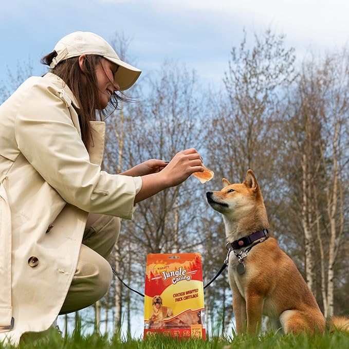 Jungle Calling 21 Count Dog Treats, Chicken Wrapped Bones, Rawhide Free Chews Made with Real Meat and Duck Cartilage, Jerky Dogs Treats Chewy Snacks