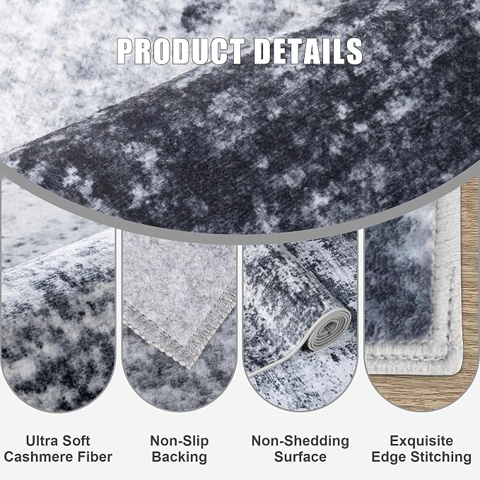 5x7 Area Rug Living Room Rug: Washable Modern Abstract Soft Thin Rug Indoor